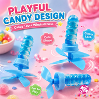 Groothandel op maat gemaakte private label tepelvormige lolly windmolen speelgoed fruit smaak harde snoep speelgoed voor kinderfeestjes
