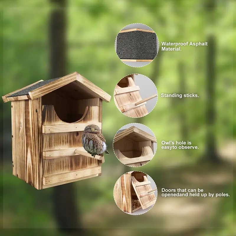 Naturhühnchen aus Holz Vogelspött Papageienhaus hölzernes rechteckiges offenes Vogelkasten geeignet für Habitat von kleinen Vögeln