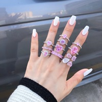 Fijne sieraden klassieke trouwring S925 zilver roze zirkoon hartvormige schittering schattige prinses voor vrouwen cadeau Valentijn