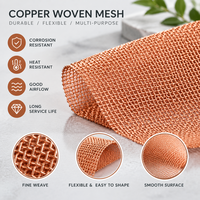 Maille de fil de cuivre haute densité pour filtration, durable, à tissage plat large et de différentes tailles standard ou personnalisées selon vos besoins