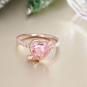 Bijoux Dylam, meilleurs cadeaux pour Noël, la Saint-Valentin, bague d'éternité en argent S925 plaqué or rose, cœur d'amour, zircon 5A - Product Image 6