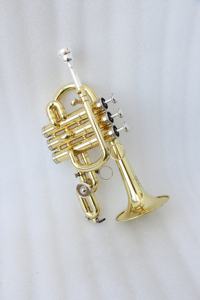 <span class=keywords><strong>Trompette</strong></span> Piccolo professionnelle de haute qualité en laiton jaune Design allemand classique Tuyaux en plomb Bb/A 4 vannes Laque d'or rotative - Product Image 5