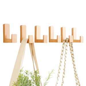 <b>Wooden</b> <b>Coat</b> <b>Hooks</b> Wall Mounted Self Adhesive Rectangle Shape For Entryway Storage Rack - Product Image 5