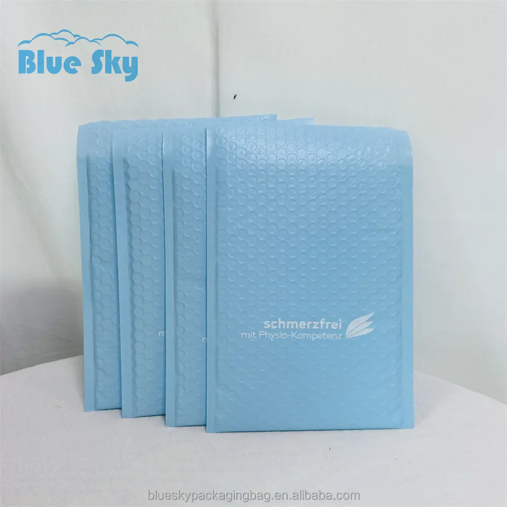 2024 Kundenspezifische versandtasche gepolsterte Versand-/Kurierverpackung blaue Blase-versandtaschen mit Logo gepolsterter Umschlag für Kleidung