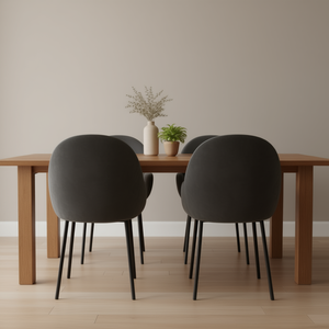 Chaises de salle à manger en velours gris foncé, design moderne, pieds en métal, meubles pour la maison - Product Image 2