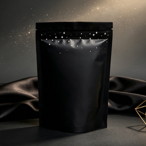 Pochette refermable en aluminium noir mat imprimée sur mesure, avec fermeture éclair, pour l'emballage d'encens, d'épices et de parfums - Product Image 2