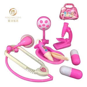 Conjunto de ferramentas de laboratório para meninas, kit para brinquedo médico e infantil, estetoscópio, malas de plástico, 2020