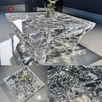 TT personnalisé haut de gamme italien minimaliste moderne transparent platine cristal table basse carrée