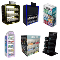 Expositor de Nicotina Acrílico con Iluminación LED de 5 Niveles, Fabricado en Vietnam por DSP, con Panel Lateral con Impresión UV y Logotipo Personalizado