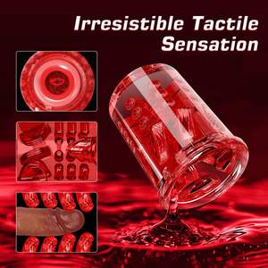 Rosso TPE Pussy Sex Machine Stroker pene pompa ingranditori succhiando spinta rotante automatica masturbazione maschile per gli uomini - Product Image 6