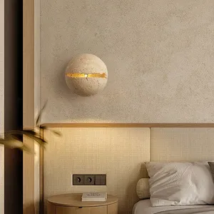 Wabi Sabi Creatieve Led Travertijn Wandlamp Natuursteen Decor Schans Voor Woonkamer Gang Trap Voor Homestay Hotels - Product Image 3