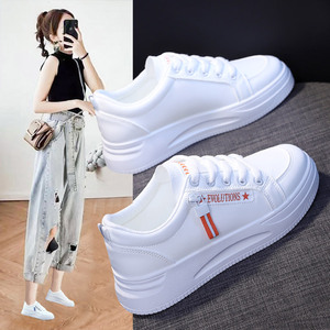 Nouvelles baskets blanches pour femmes, style tendance, pour filles, chaussures de course à plateforme avec semelles plates pour un usage décontracté - Product Image 1