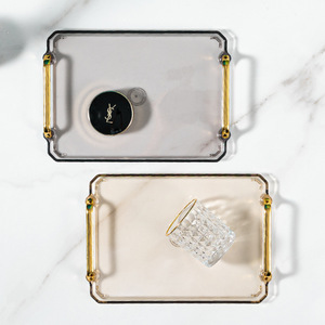 Light Luxury European-style Household Tea Cup and Water Cup <strong>Rectangular</strong> Tray, Beauty Salon Tea Tray, <strong>Plastic</strong> Handle <strong>Plate</strong> - Product Image 3