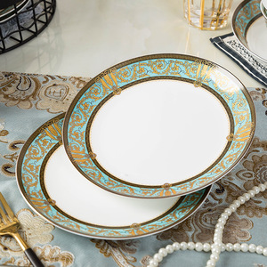 Hot Sale New Sustainable Bone China Ceramic <b>Dinner</b> <b>Set</b> Green-edge Print Hotels Restaurants Parties Kitchen Use Dishwasher Nordic - Product Image 5