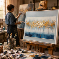 Peinture à l'huile Art Déco blanche 100% faite à la main sur toile de coton 450 GSM avec cadre, taille et design personnalisés pour usage domestique et commercial
