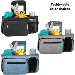 Organisateur de poussette universel grande capacité personnalisé, avec 2 porte-gobelets isothermes et bandoulière réglable, vente en gros usine BSCI - Product Image 2