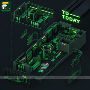 Mueble de Exhibición Contemporáneo para Tienda de Moda, con Estantes de Pared, Mostrador y Caja Registradora - Product Image 6