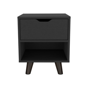 Crail Nightstand With 1 Drawer And <b>Open</b> Shelf Wooden Legs Bedroom <b>Storage</b> - Product Image 2