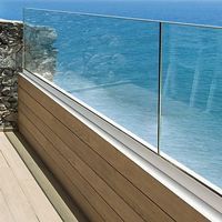 Rampe en verre à montage en surface avec profilé en U, balustrade sans cadre pour escalier et balcon