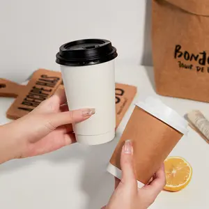 Wholesale Plastic Paper 12 Oz Disposable Coffee Cups With Lids And Sleeves