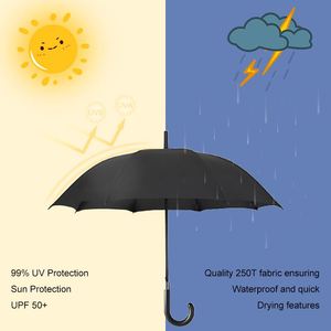 Promotion Straight Premium <b>Automatic</b> 8k Strong Ribs Golf <b>Umbrella</b> Windproof Advertising Hook Handle Straight <b>Umbrella</b> for Rain - Product Image 5