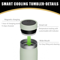 Bouteille d'eau portable intelligente à affichage de température, en acier inoxydable, à isolation sous vide, anti-fuite, avec capteur électronique LED et refroidissement rapide