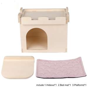 <span class=keywords><strong>Chinchilla</strong></span> Castle Hideout-Hábitat de madera ventilado con diseño de varias puertas para cobayas, erizos y ratones - Product Image 2