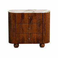 Table console avec panneau de tiroir cannelé, commode à bords arrondis avec grand espace de rangement, plateau de table effet marbre