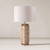 Lampe de table en travertin naturel de luxe, style européen, pour salon, chevet, bureau, lecture, décoration