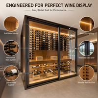 Solución Personalizada de Sala de Vinos con Cristal, Sistema Modular de Estantes Metálicos para Vino con Pantalla LED para Villas, Hoteles, Restaurantes y Bodegas