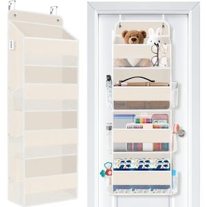Over The Door Organizer 4 Tier Large Capacity Hanging <b>Storage</b> With 6 Side Pockets For Bedroom Dorm Use - Product Image 1