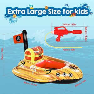 Children's Pirate Ship <b>Inflatable</b> Float Water Spraying Ring PVC <b>Pool</b> Toy 111x105x76cm Age 5-7 Years - Product Image 4