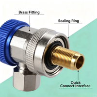 Raccord rapide HONGSEN HS-ML R134A réglable basse pression en laiton bleu pour climatisation automobile, connecteur de charge de réfrigérant, garantie 1 an