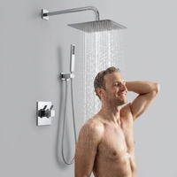 Ensemble de robinetterie de douche à effet pluie en laiton de luxe avec mitigeur dissimulé à 2 voies