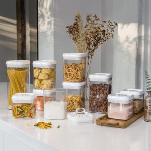 Nắp kín thực phẩm niêm phong lưu trữ <span class=keywords><strong>container</strong></span> <span class=keywords><strong>easylock</strong></span> Nhà Bếp Đựng thức ăn tủ lạnh tổ chức Stackable rõ ràng nhựa Canister Jar Bộ - Product Image 4