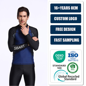 Haut de bain pour homme personnalisé à manches longues, respirant, séchage rapide, protection UPF50+, en Spandex/Nylon, coutures plates, couleur unie - Product Image 2