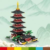 Exquisito Set de Construcción de Torre Zen Antigua de 1393 Piezas, Kit de Ingeniería MOC de Nivel Profesional, Ladrillos de Encaje Preciso para Regalo Infantil