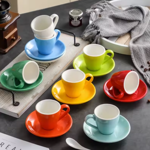 Professional Modern 80ML Ceramic Porcelain Eco-Friendly Microwave Safe Dishwasher Safe Coffee Cup Saucer New Design Home - Product Image 2