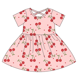 Abiti Estivi per Bambine a Maniche Corte, Casual da Spiaggia, Lunghezza al Ginocchio, Collo Tondo, in Morbido Tessuto di Bambù, Stampa Personalizzata, Vestiti Adorabili - Product Image 2