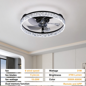 Crystal Modern LED <b>Ceiling</b> Fan <b>Light</b> Flush Mount 5 Blades DC Motor <b>Remote</b> <b>Control</b> Dimmable <b>Light</b> Fixture For bedroom Living Room - Product Image 6