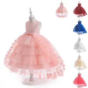 Custom Wholesale Children'S Embroidered Beaded Princess Dress Cake Dress Bow Evening Dress