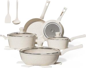 Rofee Accept OEM Juego de ollas y sartenes antiadherentes Blanco 10 piezas Juego de ollas de cocina de fundición a presión con accesorios de cocina - Product Image 1