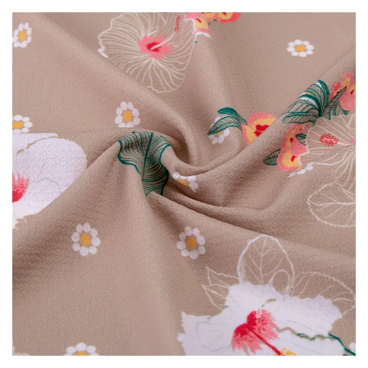 Custom Wholesale Fashion Floral Print Design Polyester Fabric HN002# Crepe Chiffon Fabric for Clothing Robe Scarf