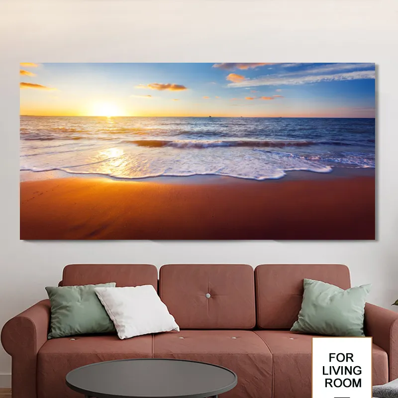 Factory wholesale Landscape Posters Print Seascape Sunrise Pictures beach wall art canvas painting