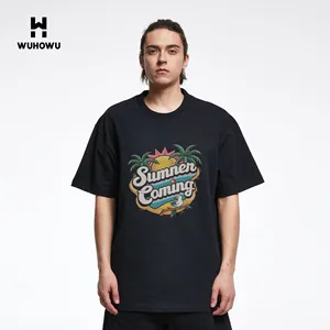 300GSM diseño de logotipo personalizado de gran tamaño de alta calidad de los hombres o-cuello DORP hombro camisetas 100% algodón