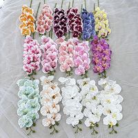 Fleurs artificielles 3D de haute qualité en gros, 9 têtes, orchidées en latex au toucher réel pour la décoration de la maison, décoration florale