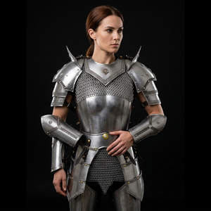 Armadura de Caballero Medieval de Acero Inoxidable Plateado, Placas Soldadas de Malla de Cadena, Equipo de Cosplay SCA, Imitación Antigua - Product Image 1