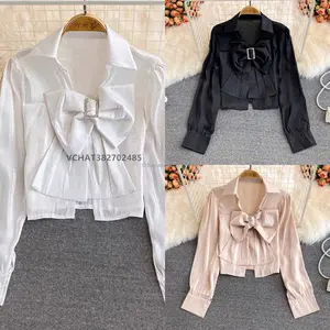 2023 Women Cotton Plus Size Pocket Summer Autumn Elegant Fashion Button Shirt Tops Lady Long Sleeve Office Cotton Bl