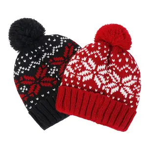 Acrílico Natal Snowflake logotipo Jacquard malha chapéu do Beanie Bonnet