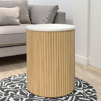 Table basse moderne de luxe cannelée en bois naturel plateau en marbre véritable durable pour salon canapé salle à manger chambre Villas hôtel